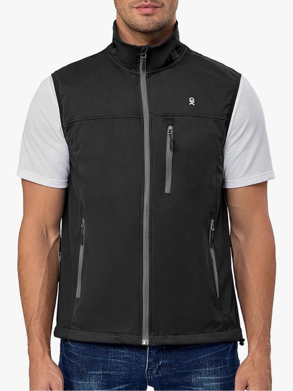 Plus Size Black Softshell Vest with Zip Pockets Dry Tech breathable stretch 180